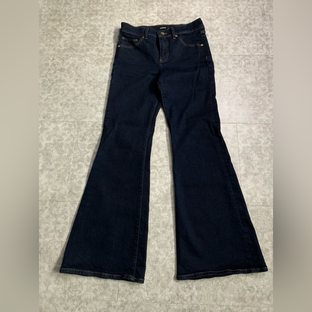 Express Size 2P 70s Flare Jeans. Dark Wash